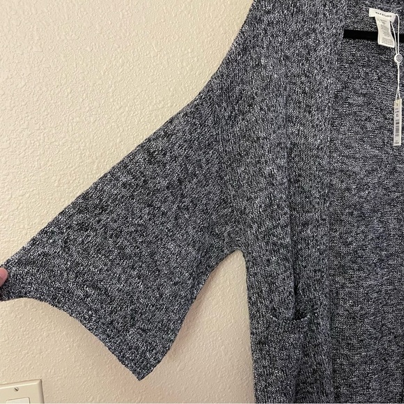Max Studio Kimono Long Open Cardigan Black Tweed Women's Sz XS NWT B44 - Picture 5 of 7